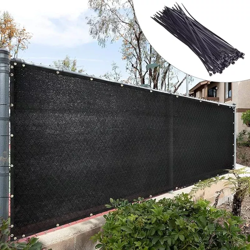 Royal Shade Custom Size 4′ x 54′ Black Fence Privacy Screen Windscreen Cover Netting Mesh Fabric Cloth – Cable Zip Ties Included (We Make Custom Size)