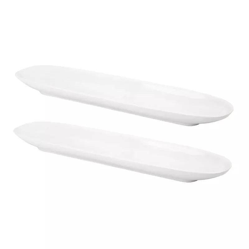 Set of 2 White Porcelain Oval Tray, 13"