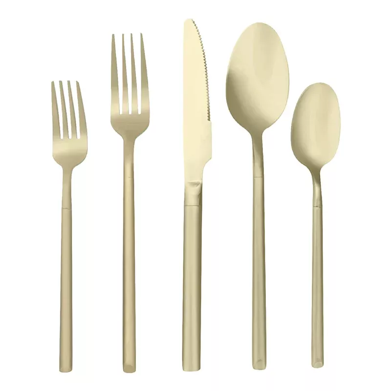 Set of 20 Gold Stainless Steel Flatware