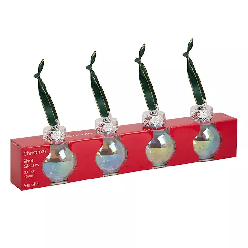 Set of 4 Clear Ornament Shot Glasses