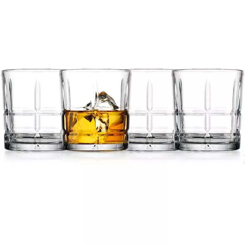 Set of 4 Grid Double Old Fashioned Glasses, 11.5oz