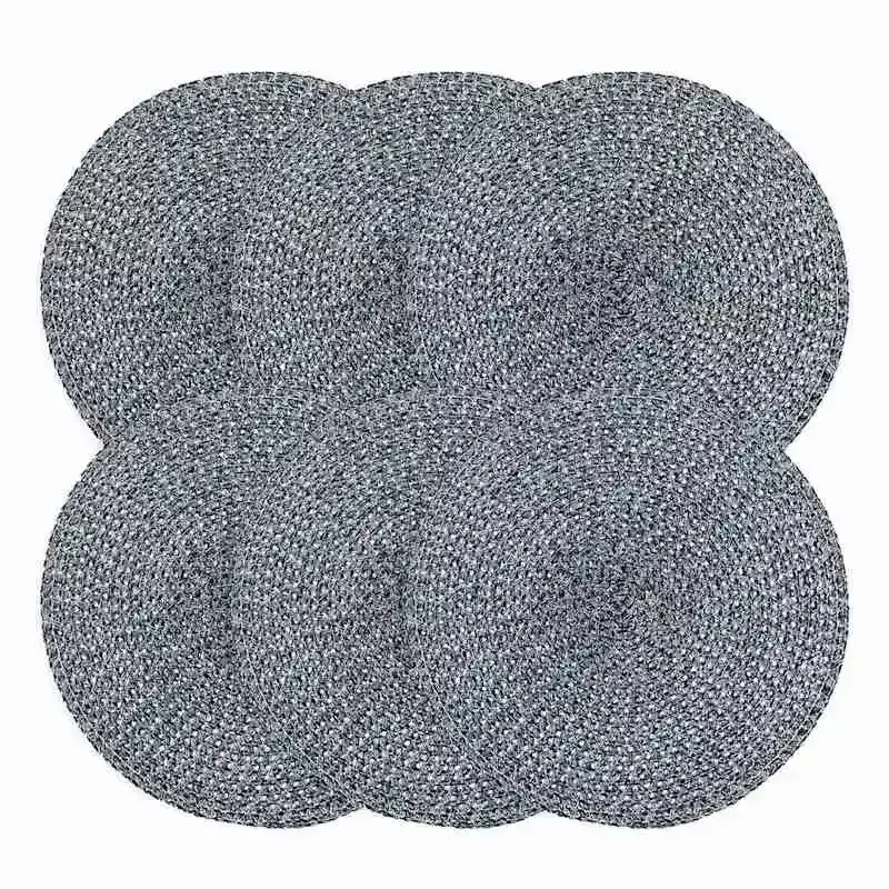 Set of 6 Alula Black Round Placemats, 15"