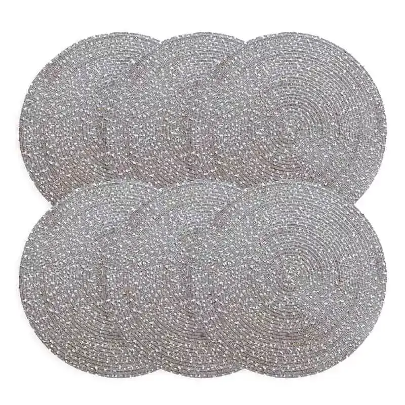 Set of 6 Ash Boucle Round Placemats, 15"