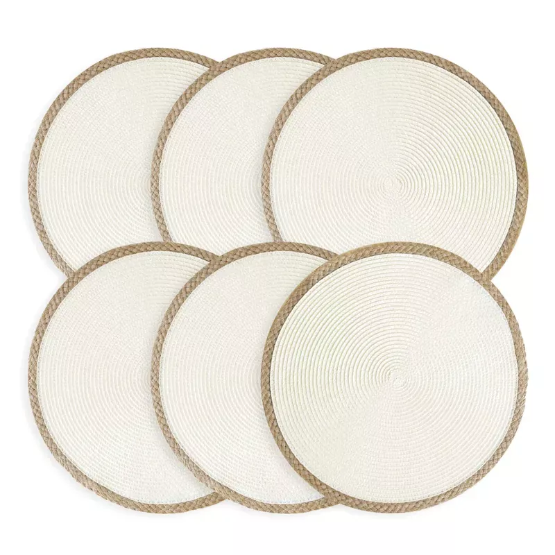 Set of 6 Lita White Round Placemats, 15"