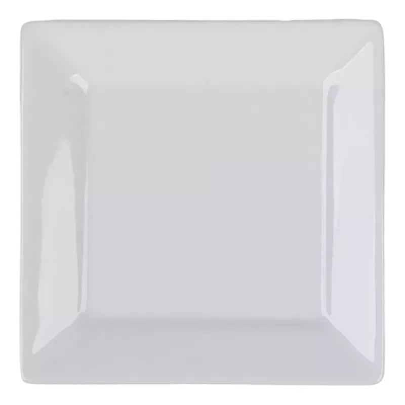 Set of 6 Super White Hard Square Porcelain Appetizer Plate, 5"