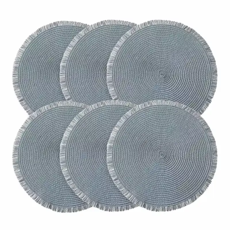 Set of 6 Vargus Cove Blue Round Placemats, 15"