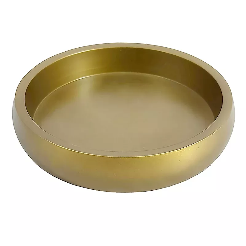Shallow Bronze Metal Pillar Candle Holder, 3.5"