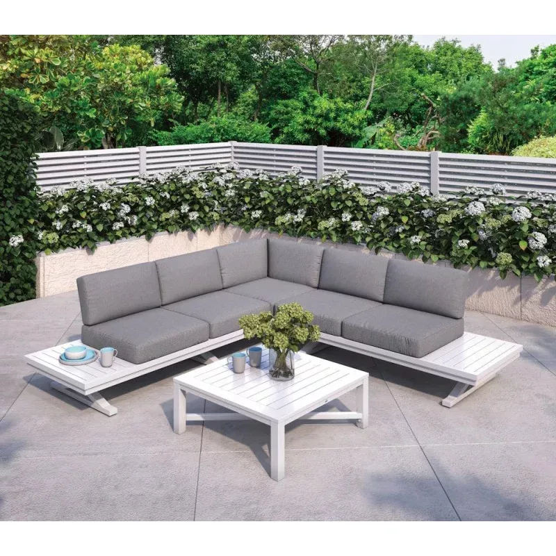 Shelta Bridgeport 3 Piece Platform Corner Modular Setting Boulder Cushions / White PC Frame