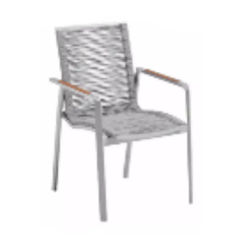 Shelta Diamond Woven Rope Back Aluminium Dining Chair Light Grey Rope / Charcoal PC Frame