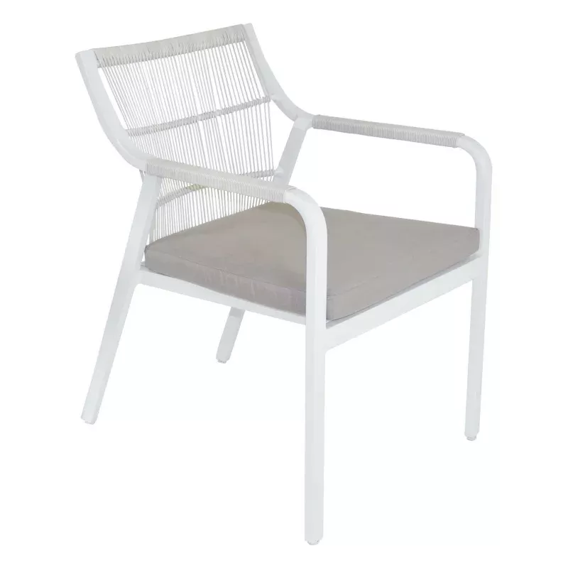 Shelta Sunset Wicker Dining Chair Light Grey Wicker / Boulder Cushions / White PC Frame