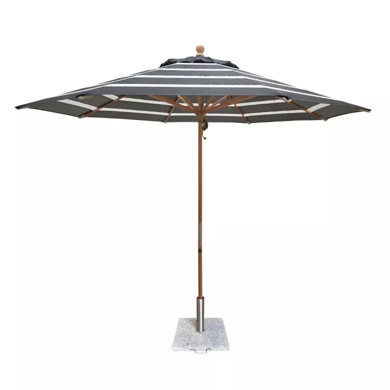 Shelta Veneto 270cm Octagonal Centrepost Umbrella – Black / White Stripe Canopy with Hardwood Frame