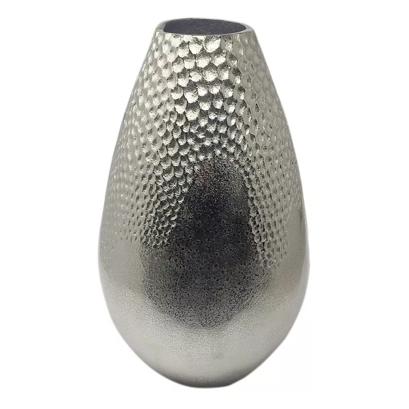 Silver Dimpled Egg Vase, 14.5"