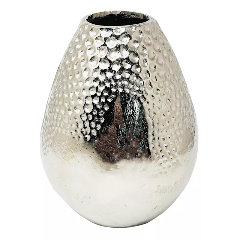 Silver Dimpled Egg Vase, 8.5"
