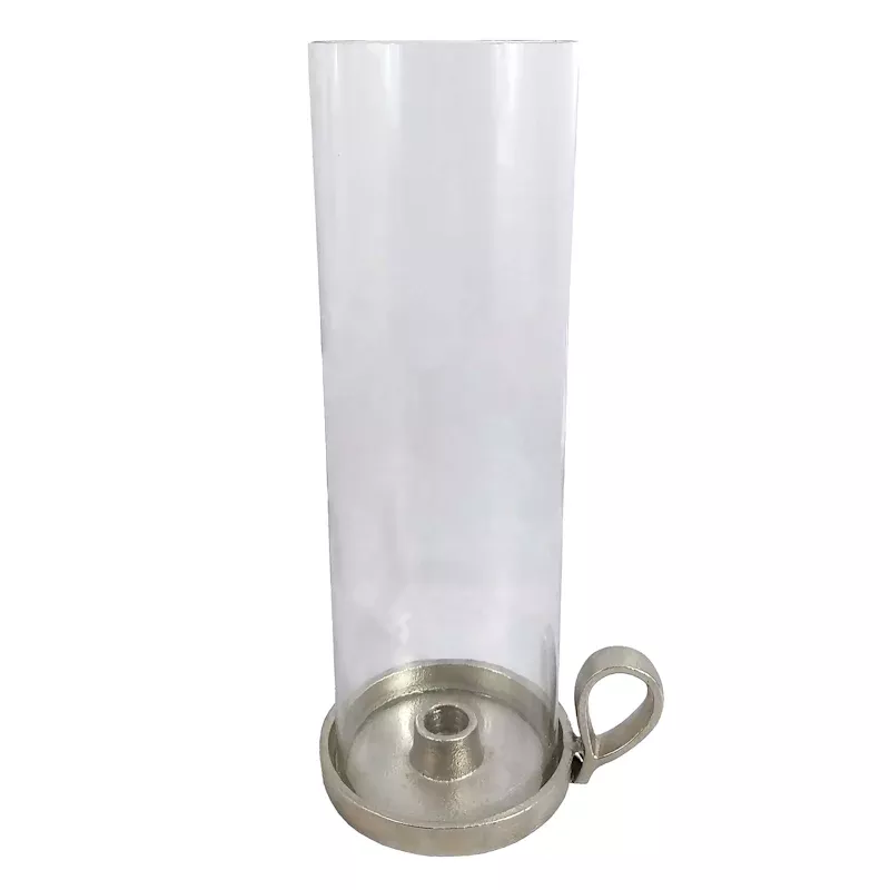 Silver Hurricane Taper Candle Holder, 12"