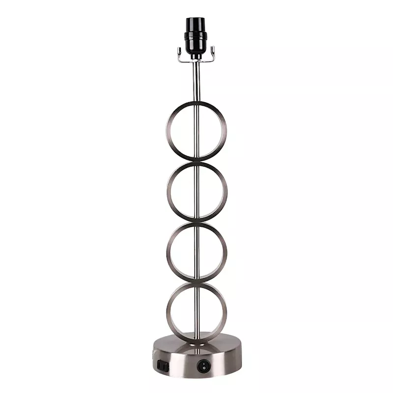 Silver Metal Stack Orb USB Table Lamp Base, 24"