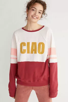 (Size 1X Plus) Anthropologie Pink / Rose / Gold Back When Ciao Sweater