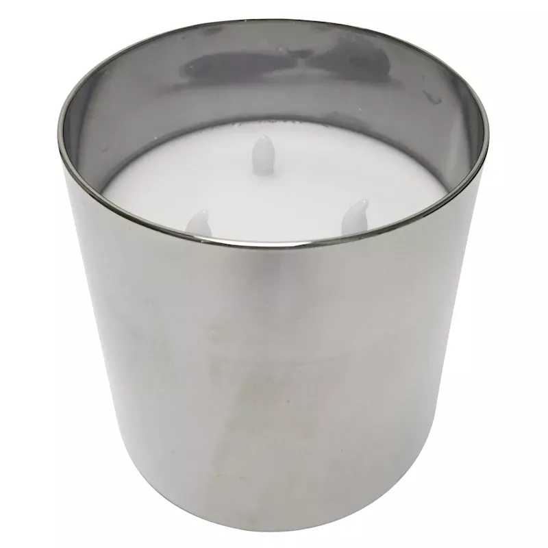 Smoke Grey Glass LED Pillar Candle with Timer, 6"