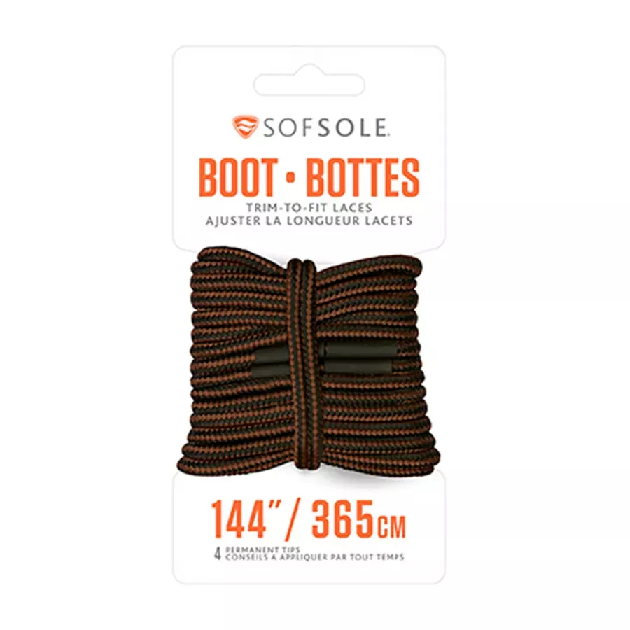 SofSole 144" Trim-to-Fit Boot Laces - Black/Brown