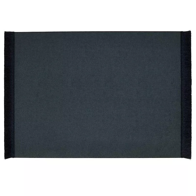 Solid Navy Blue Faux Leather Rectangle Placemat with Fringe, 13x17