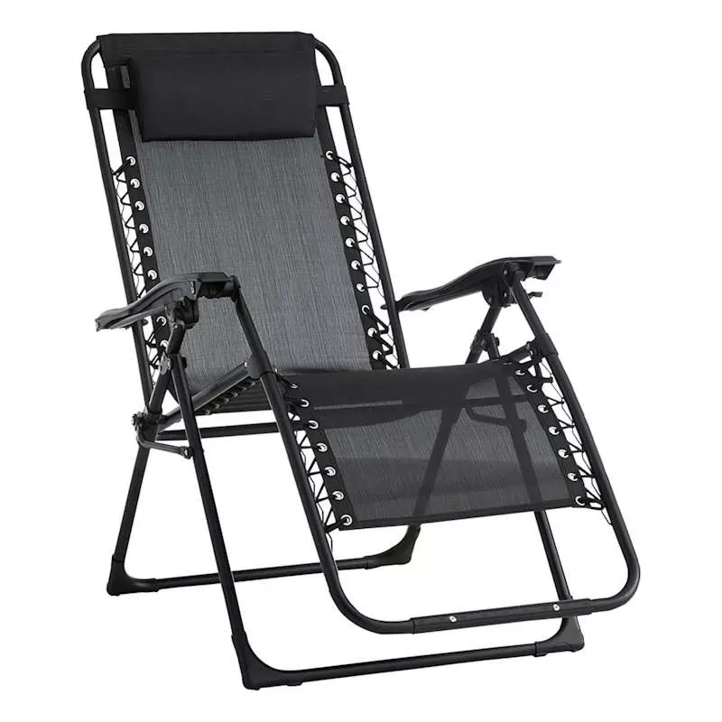 Steel Sling Gravity Patio Chair, Black