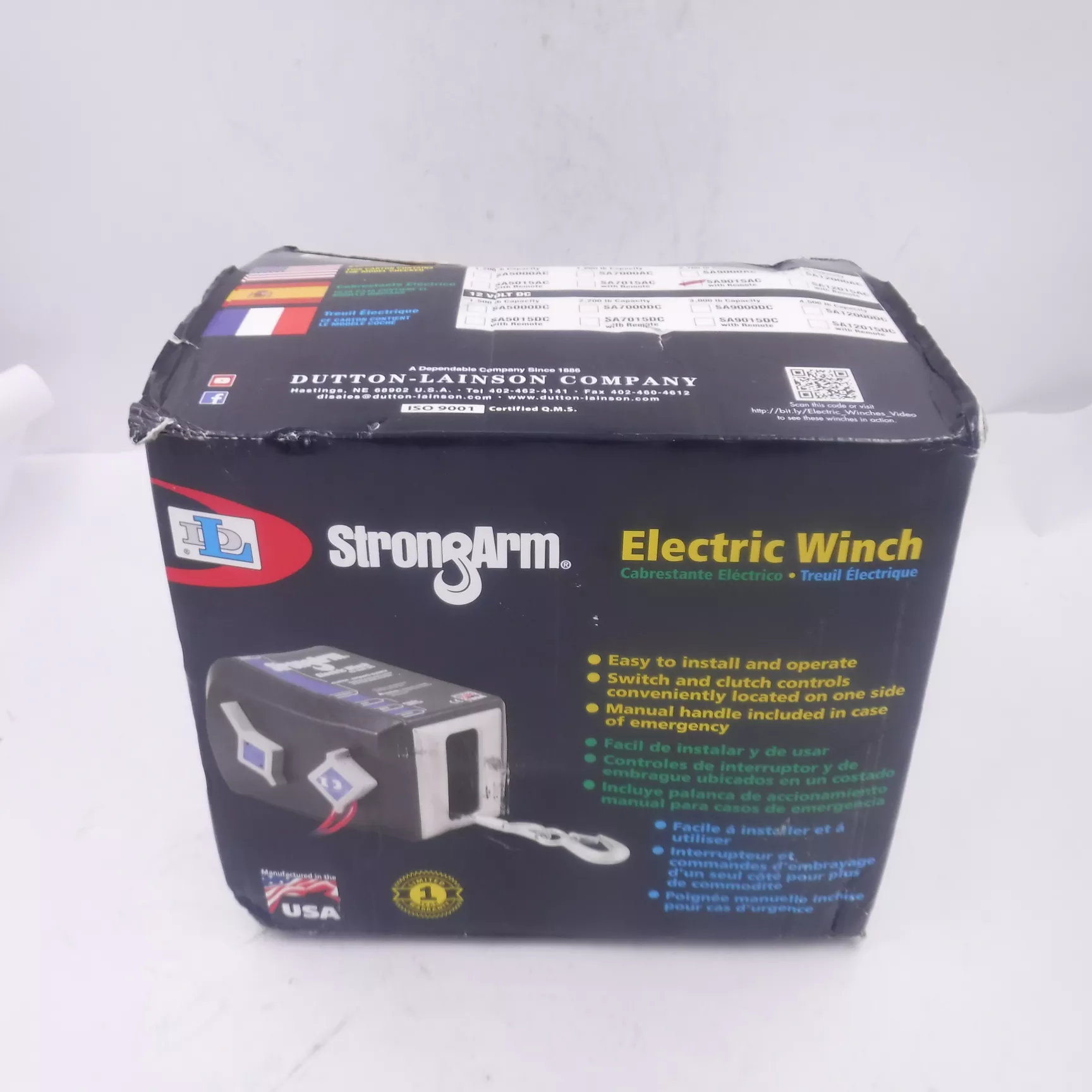 STRONGARM SA9015AC /CL Electric Winch, 1HP, 115VAC With Remote 2700lb Cap