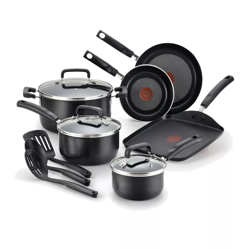 T-fal Signature 12-Piece Cookware Set, Black