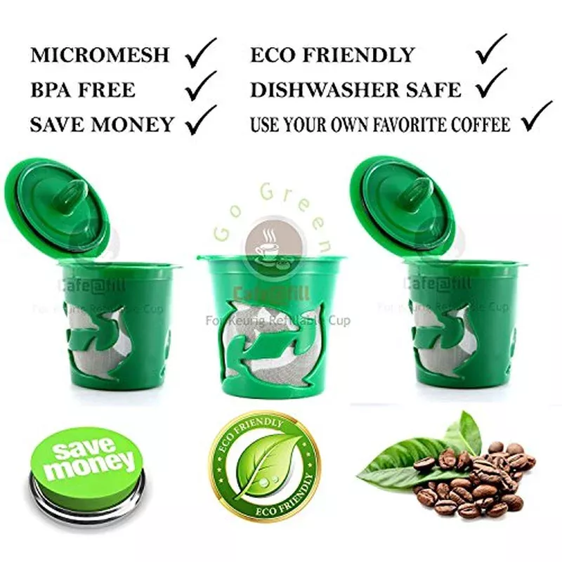 Three Count Premium Cafefill Keurig Reusable Refillable Coffee Filter Pod Stainless Steel Micro Mesh/ Screen