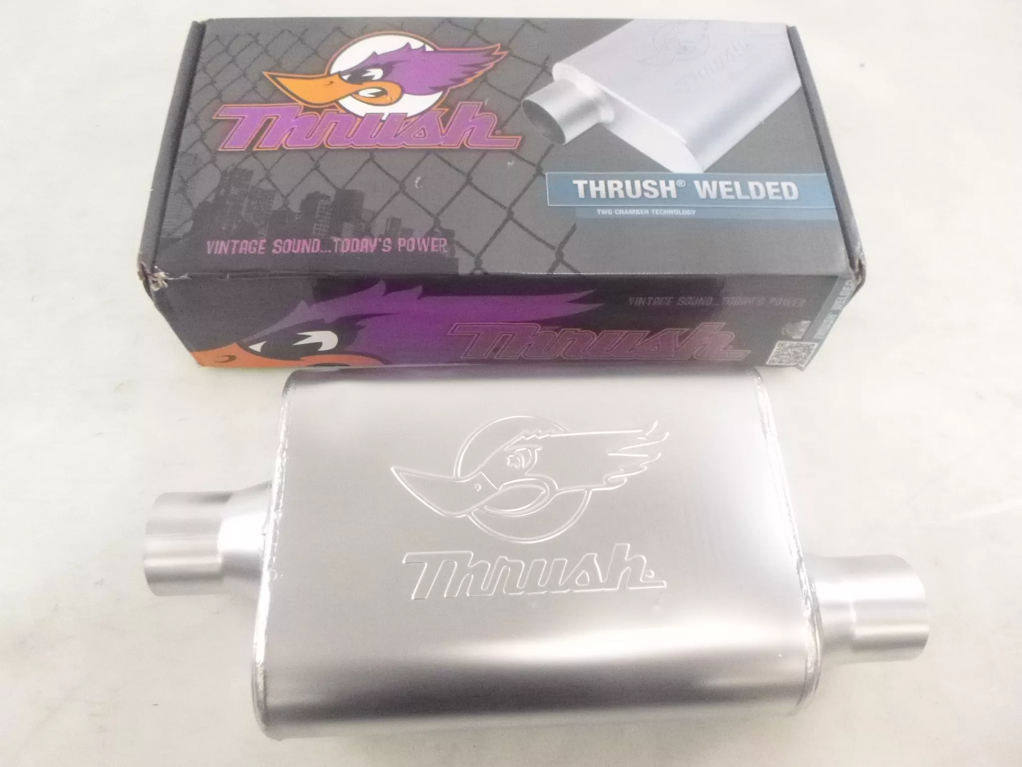 Thrush 2.5″ Inlet/Outlet Welded Muffler Exhaust Universal Steel