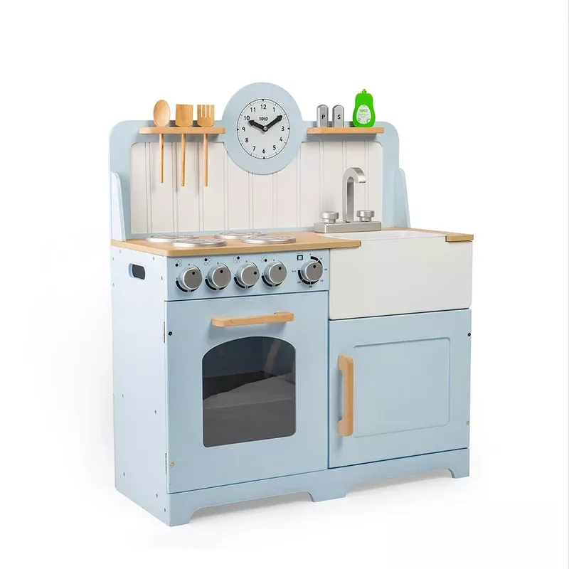 Tidlo Blue Wooden Country Play Kitchen With Realistic Features
