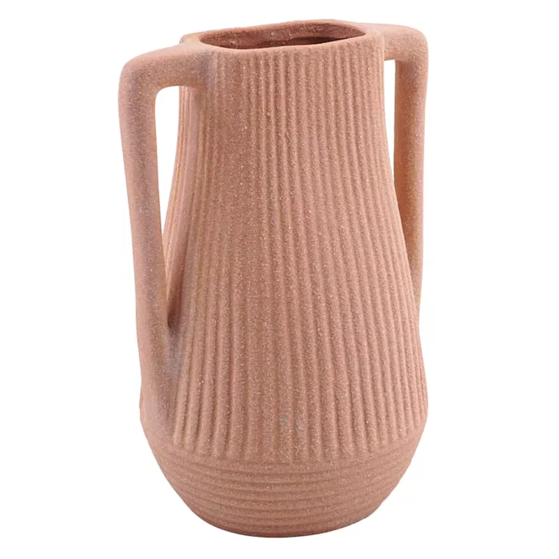 Unglazed Handle Vase, 7.3"