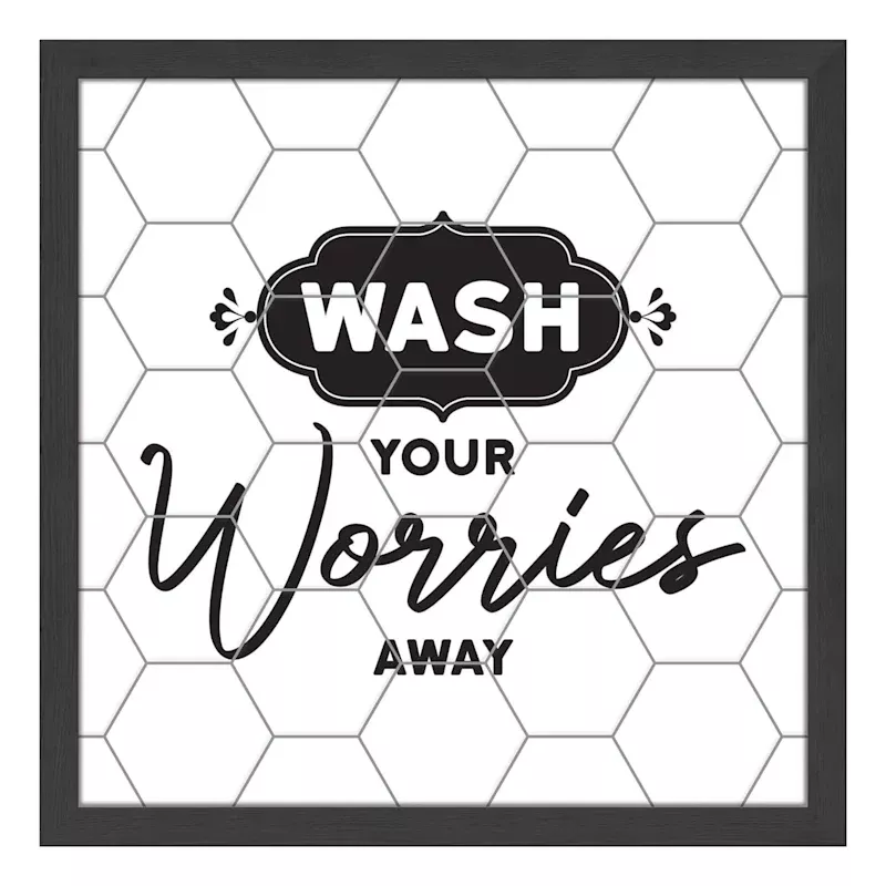 Wash Your Worries Away Faux Tile Wall Decor, 16"