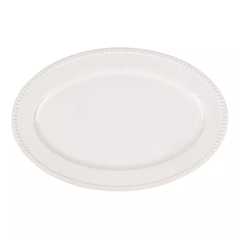 White Beaded Oval Platter, 16x10.5