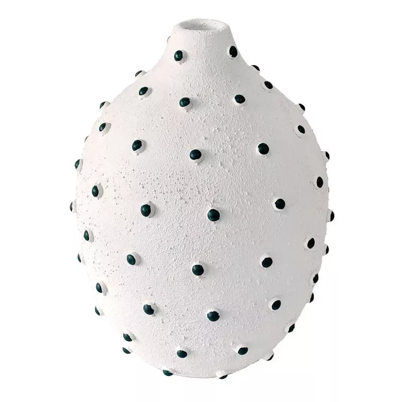 White & Black Vase, 9"