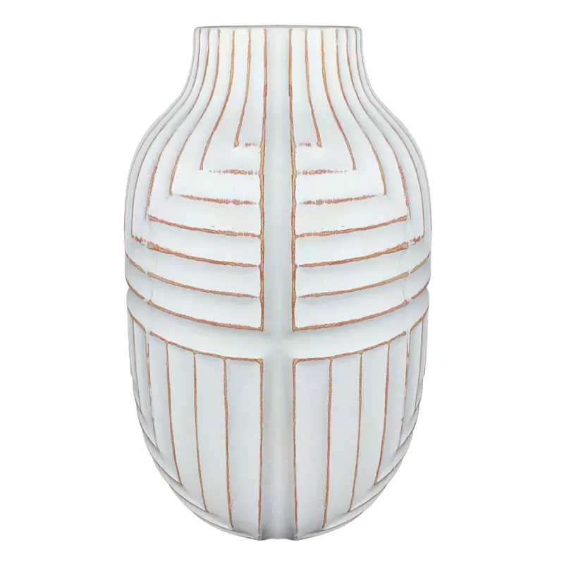 White Ceramic Vase, 12.8"