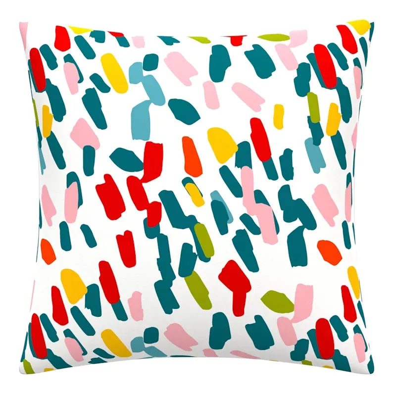 White Confetti Square Outdoor Throw Pillow, 16"