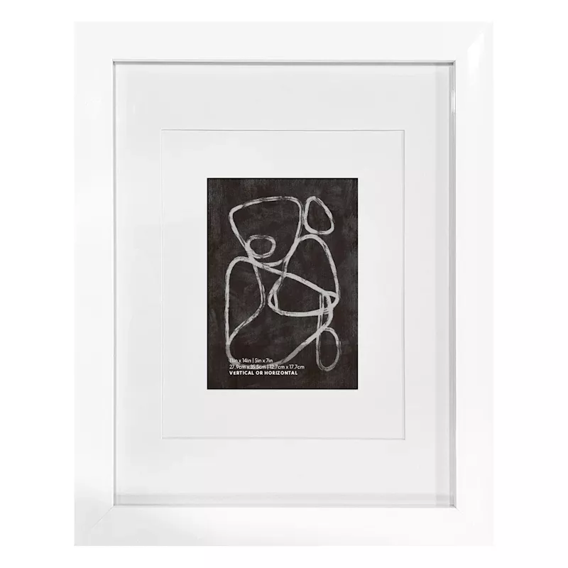 White Double Mat Wide Wall Frame, 11x14