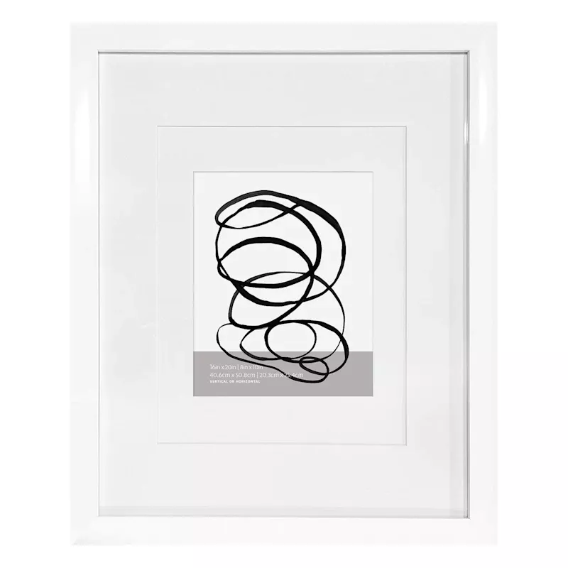 White Double Mat Wide Wall Frame, 16x20