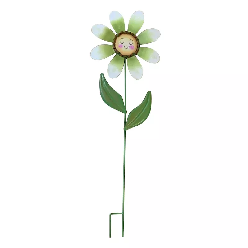 White Flower Yard Stake