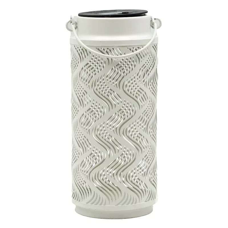 White Metal Solar Outdoor Lantern, 8"