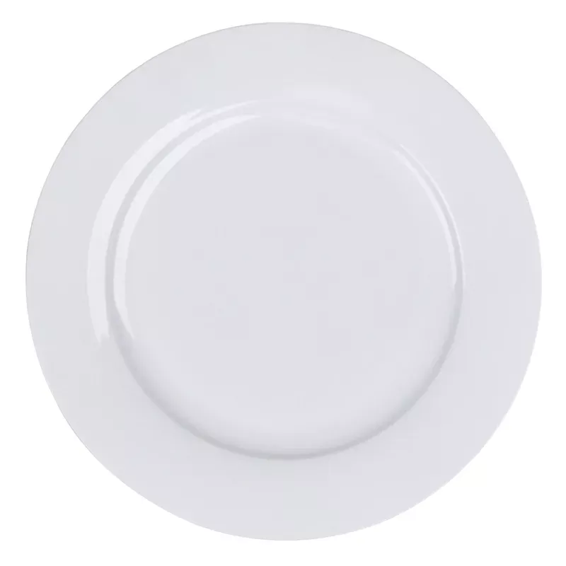White Porcelain Rimmed Dinner Plate, 10.5"