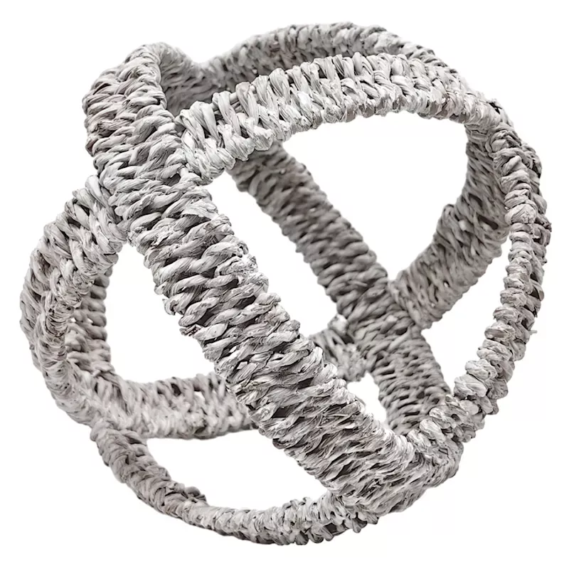 White Seagrass Modern Orb, 7"