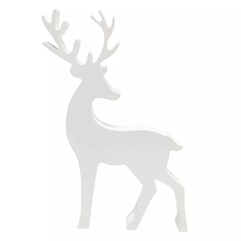 White Standing Reindeer Decor, 7"