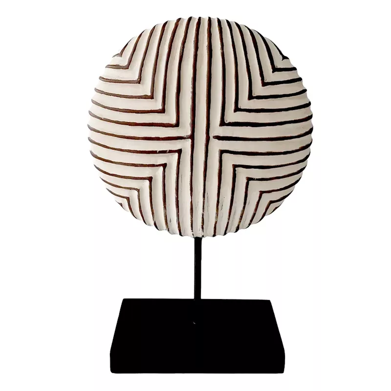 White Tribal Charger On Stand, 11"