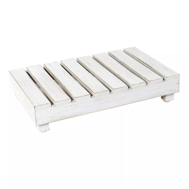 White Wood Slat Riser, 15.8"