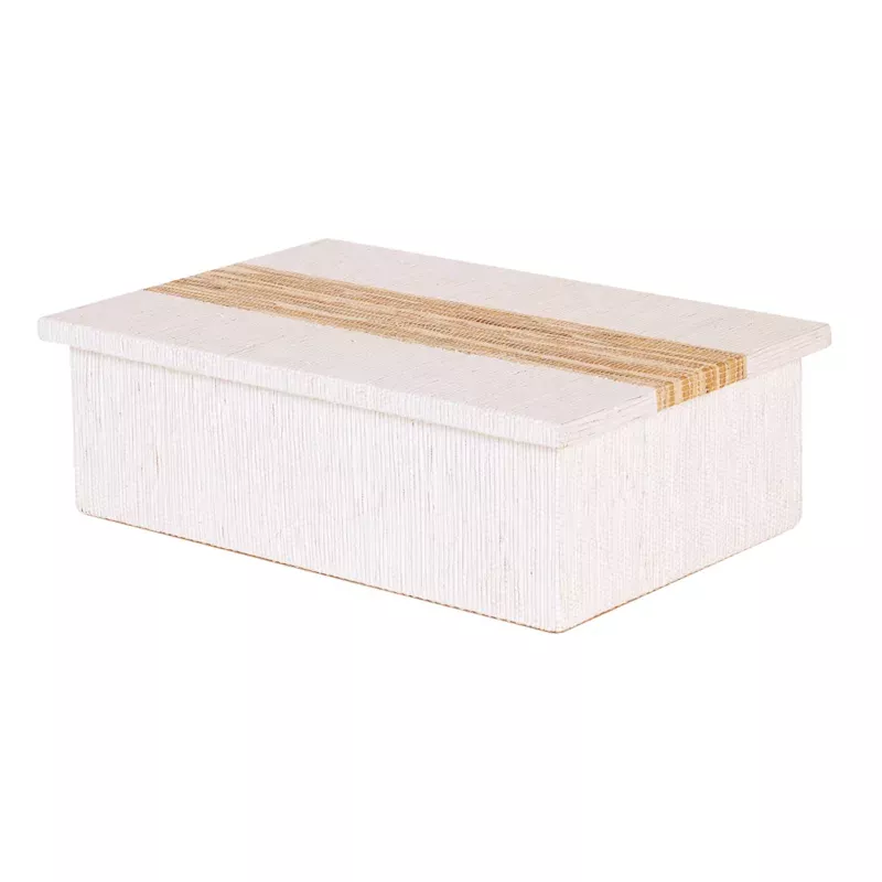 White Woven Box with Natural Stripe, 8x12
