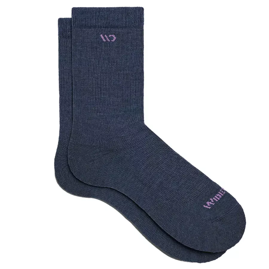 Wide Open Women's Solid Basic Cushioned Crew Socks - Denim