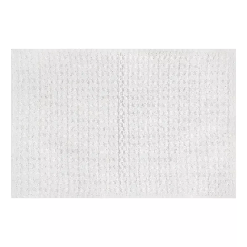Woven Square White Bath Rug, 20x30