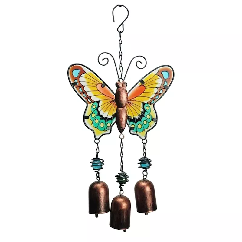 Yellow Butterfly Garden Wind Chime, 13.6x6.5