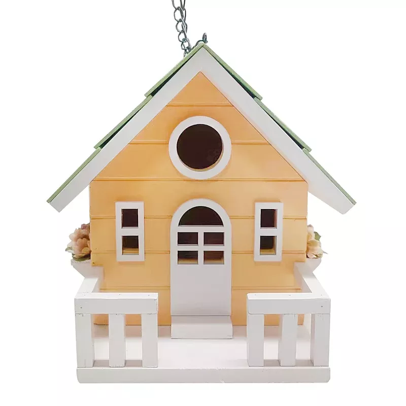 Yellow Hanging Cottage Birdhouse, 8"