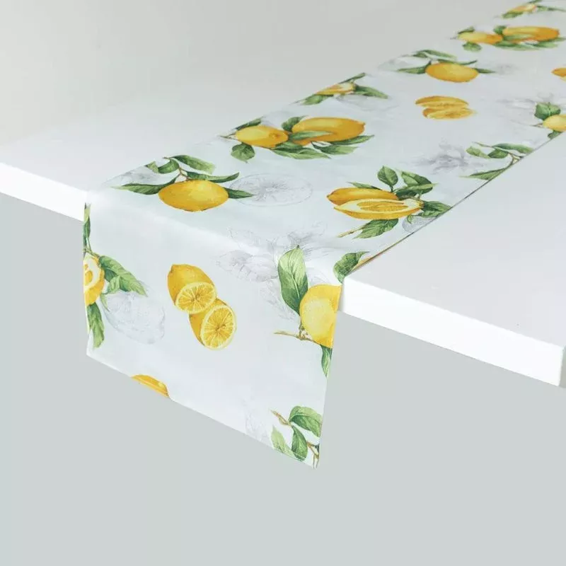 Yellow Lemon Print Table Runner, 14x72